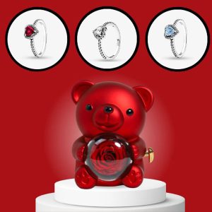 Inel de promisiune și cutie pentru bijuterii în formă de urs | HEARTISO_ROSBEAR